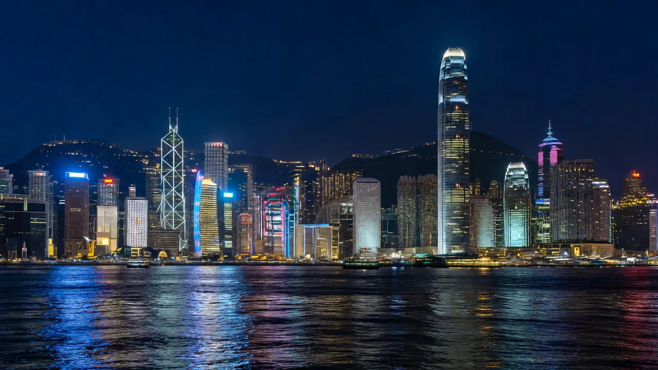 Hong Kong Harbour at night representing APAC markets