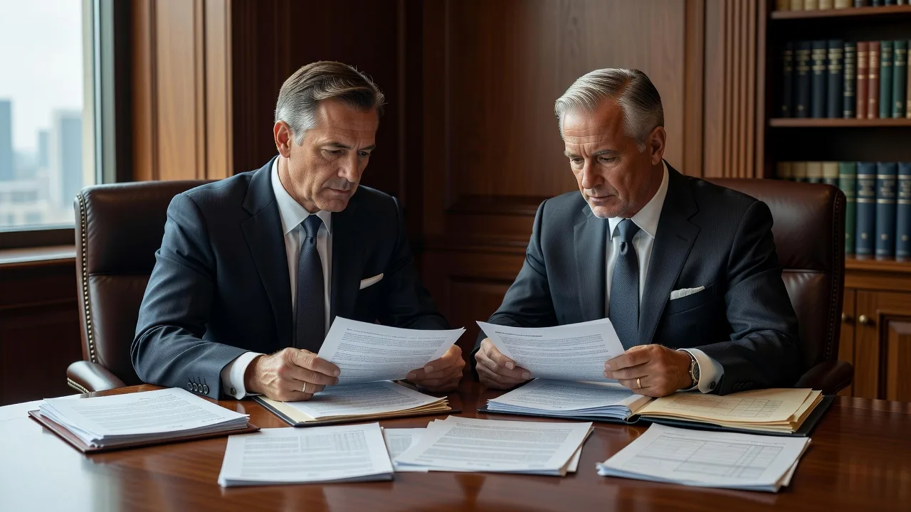 Partners reviewing contracts